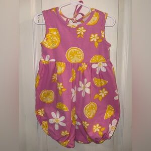 Kelly’s kids Girls Pink & Yellow Lemon Print Sleeveless Pajama Romper